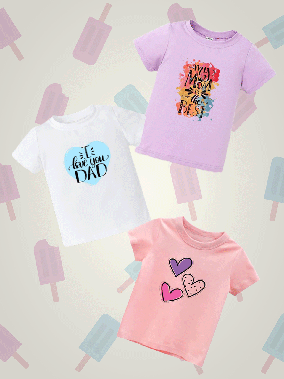 Pack of 3 Tshirts (Mom - Dad - Hearts )