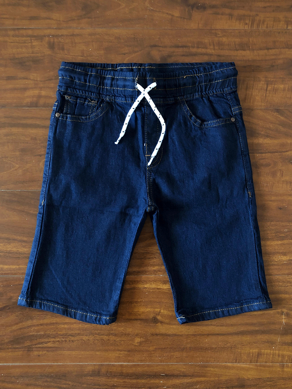 Dark Blue Denim Shorts - Knee Length