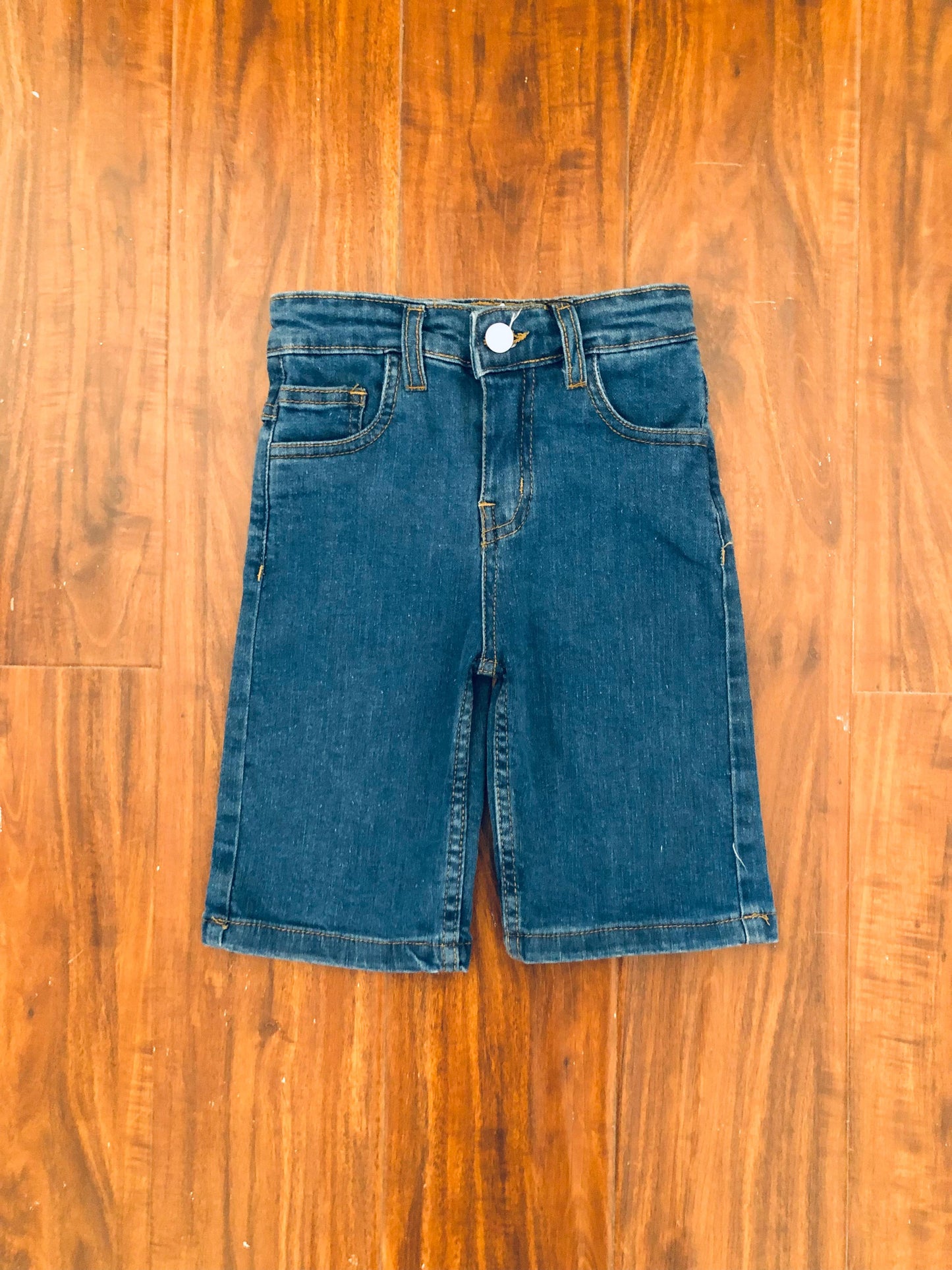Denim Button Shorts - Knee Length
