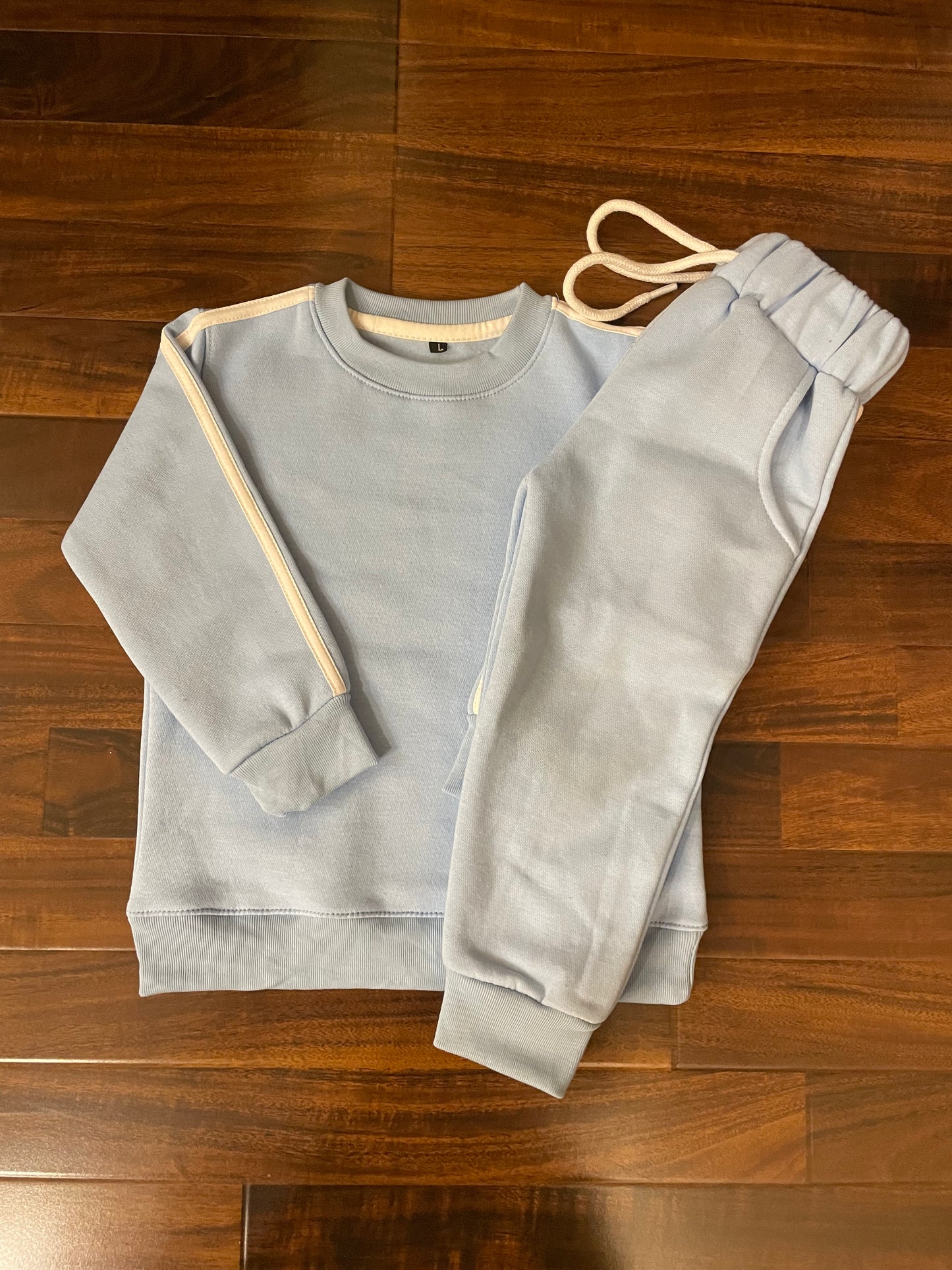 Sky blue side stripes tracksuit