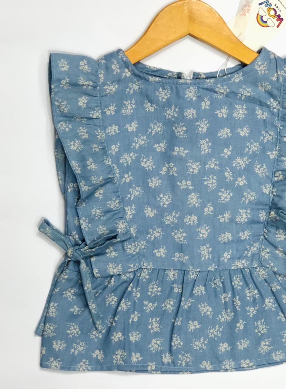 Blue denim top for girls