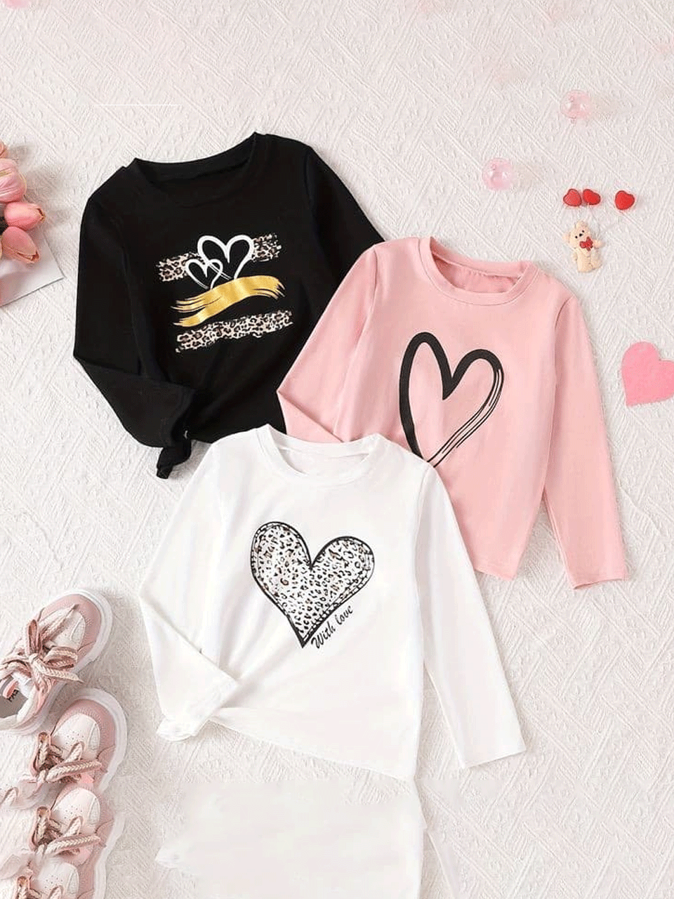 Pack of 3 Full Sleeves Tshirt (Hearts Pack)
