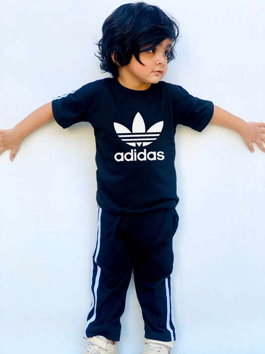 Black adi side stripes tracksuit