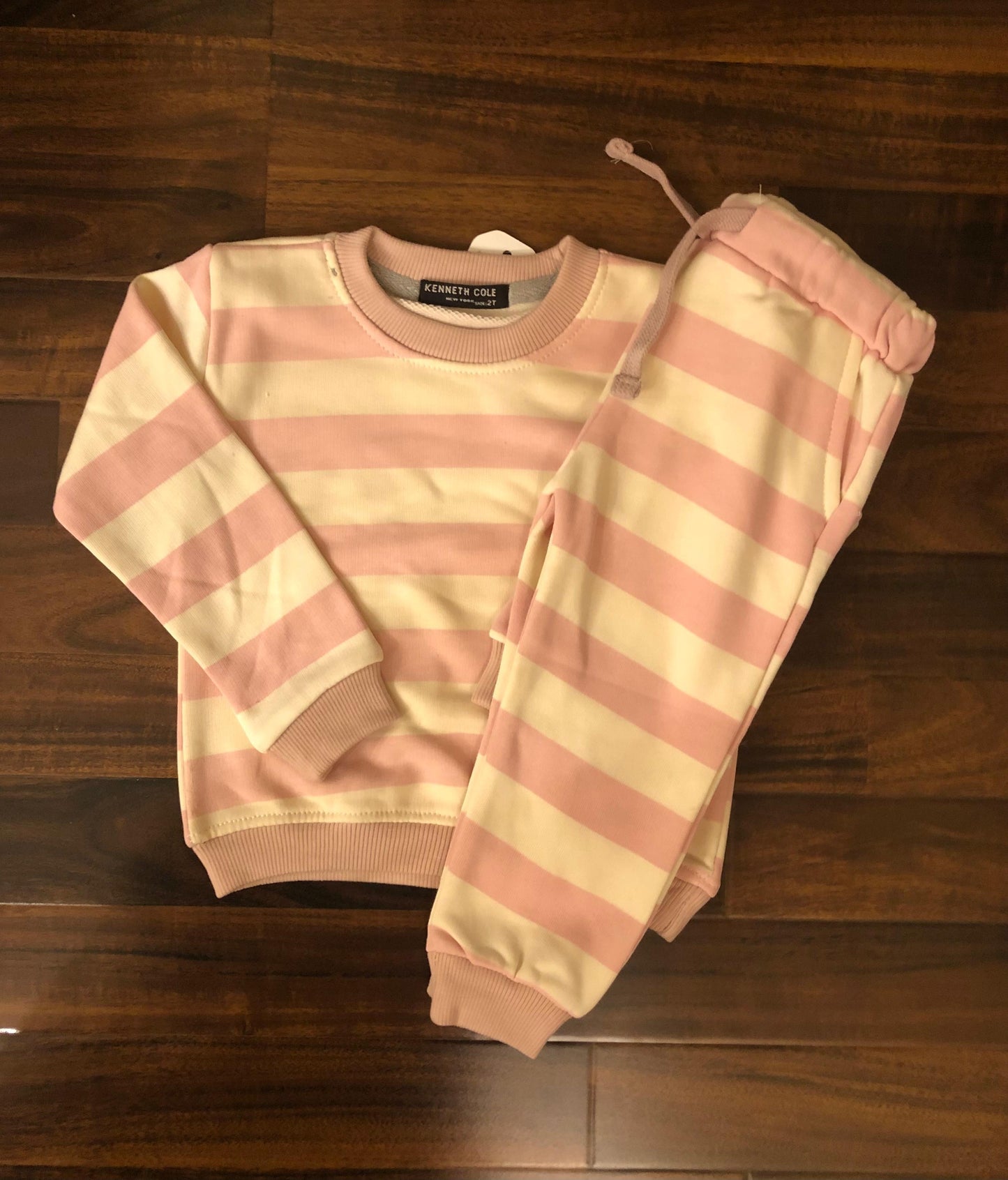 Pink and white plaid tracksuit for kids