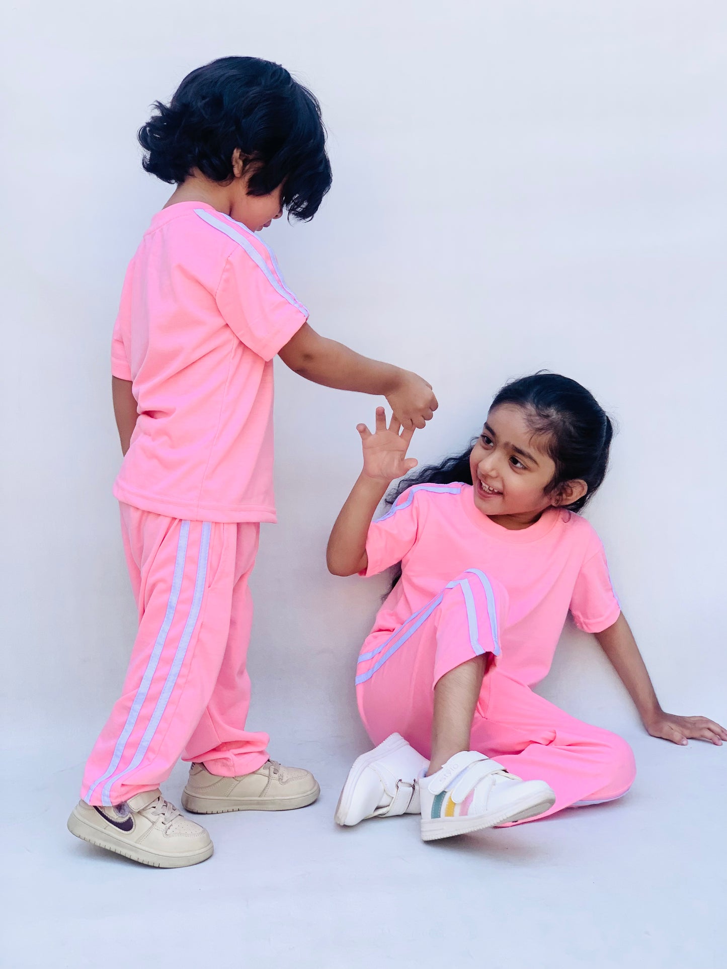 Pink side stripes tracksuit