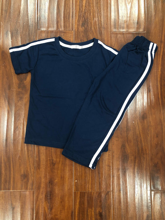 Petroleum blue side stripes tracksuit