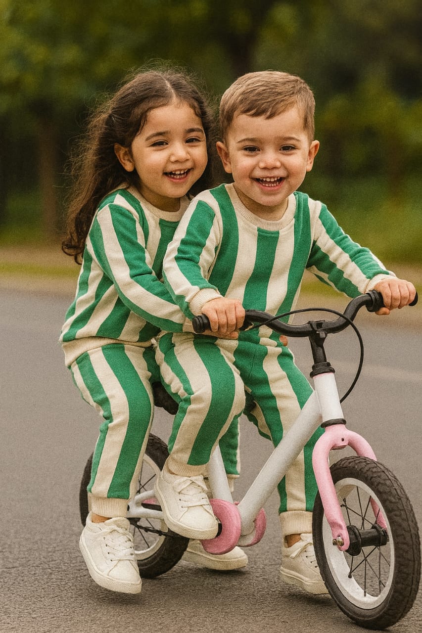 Green and white stripes tracksuit