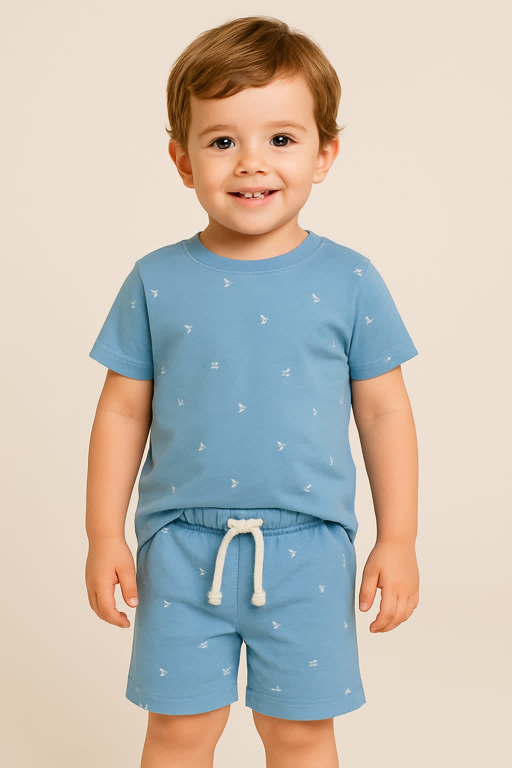 Sky blue T-shirt and shorts set for kids