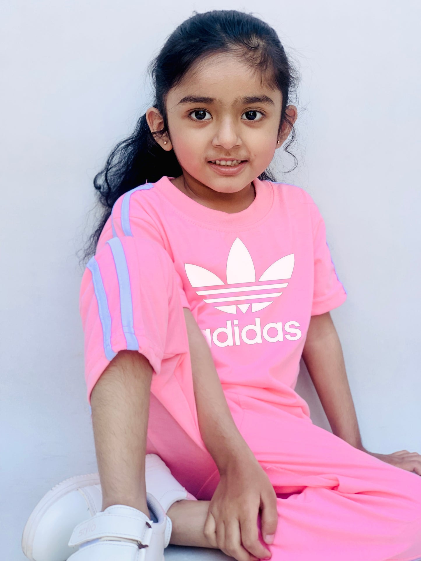 Pink adi side stripes tracksuit