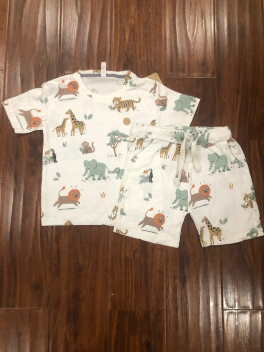 Little zoo T-shirt and shorts set for kids