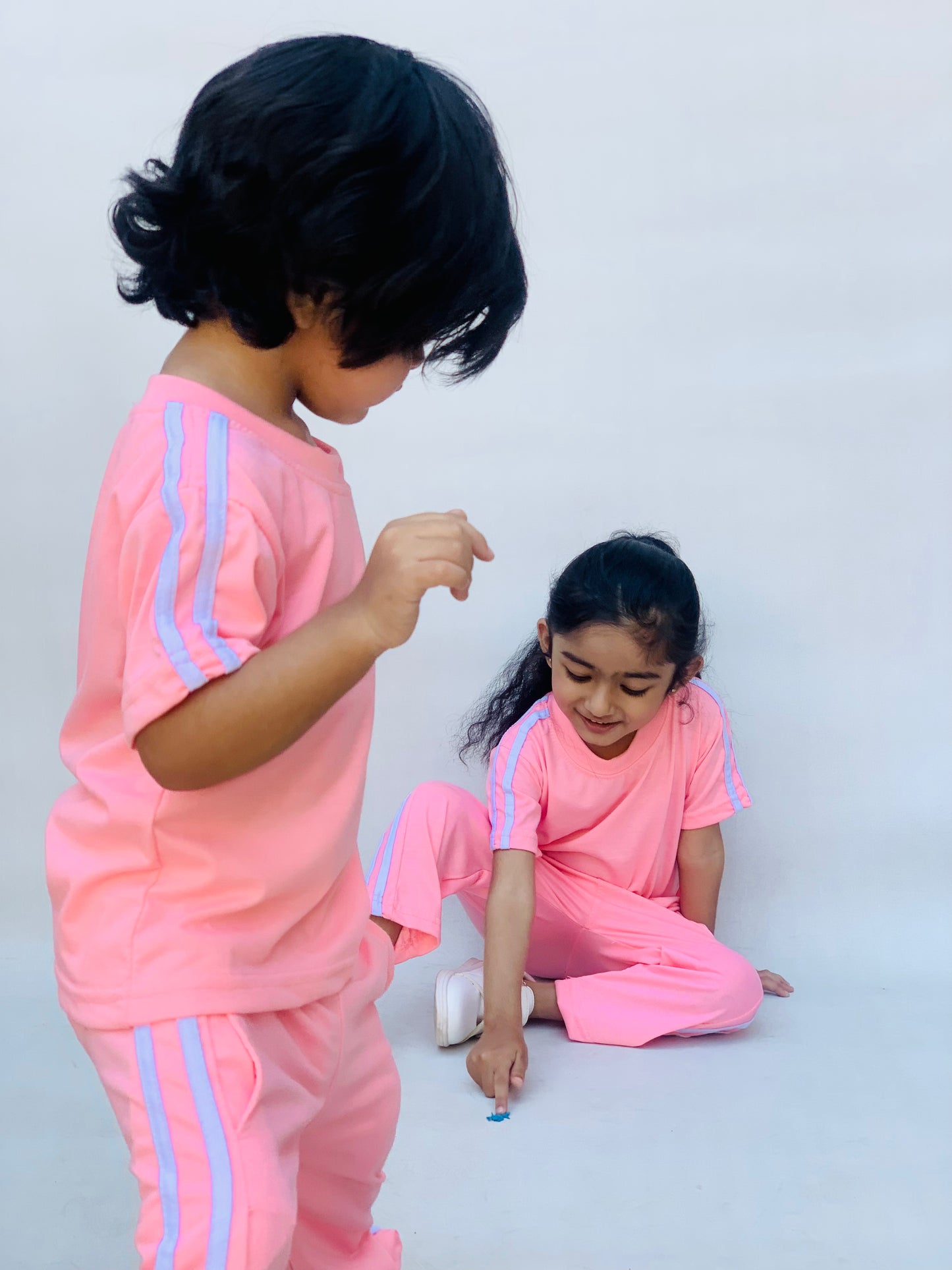 Pink side stripes tracksuit