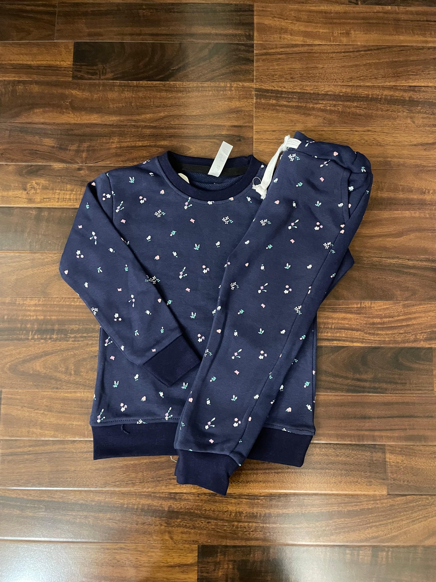 Navy blue mini flowers tracksuit for kids
