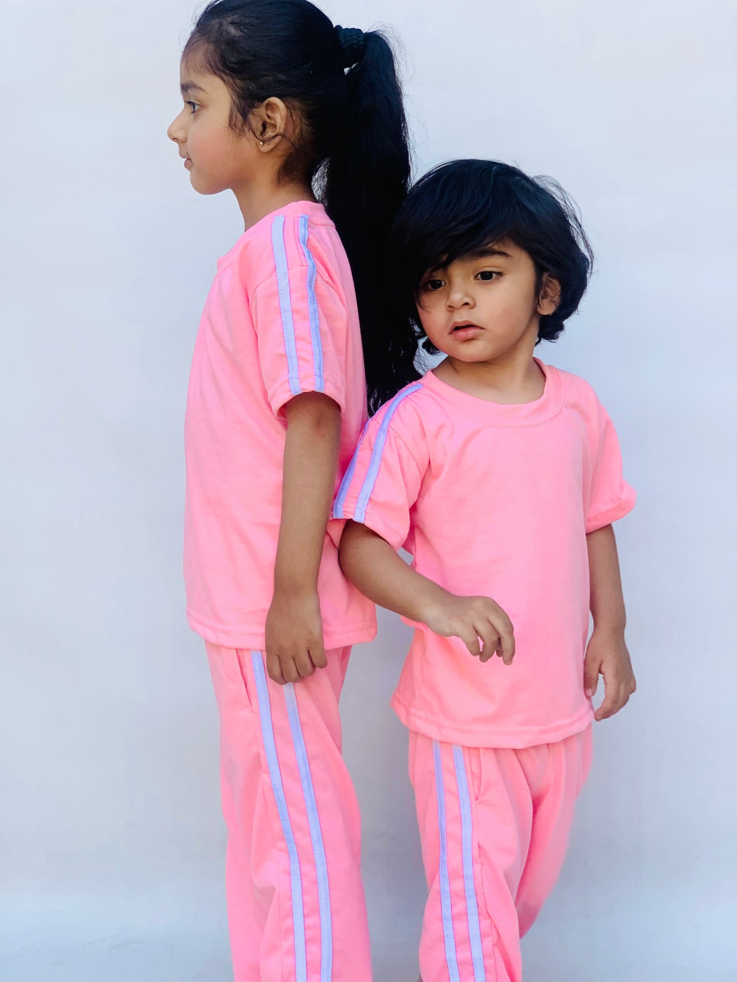 Pink side stripes tracksuit