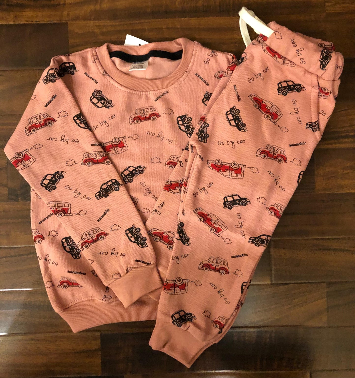 Pink go by car tracksuit for kids