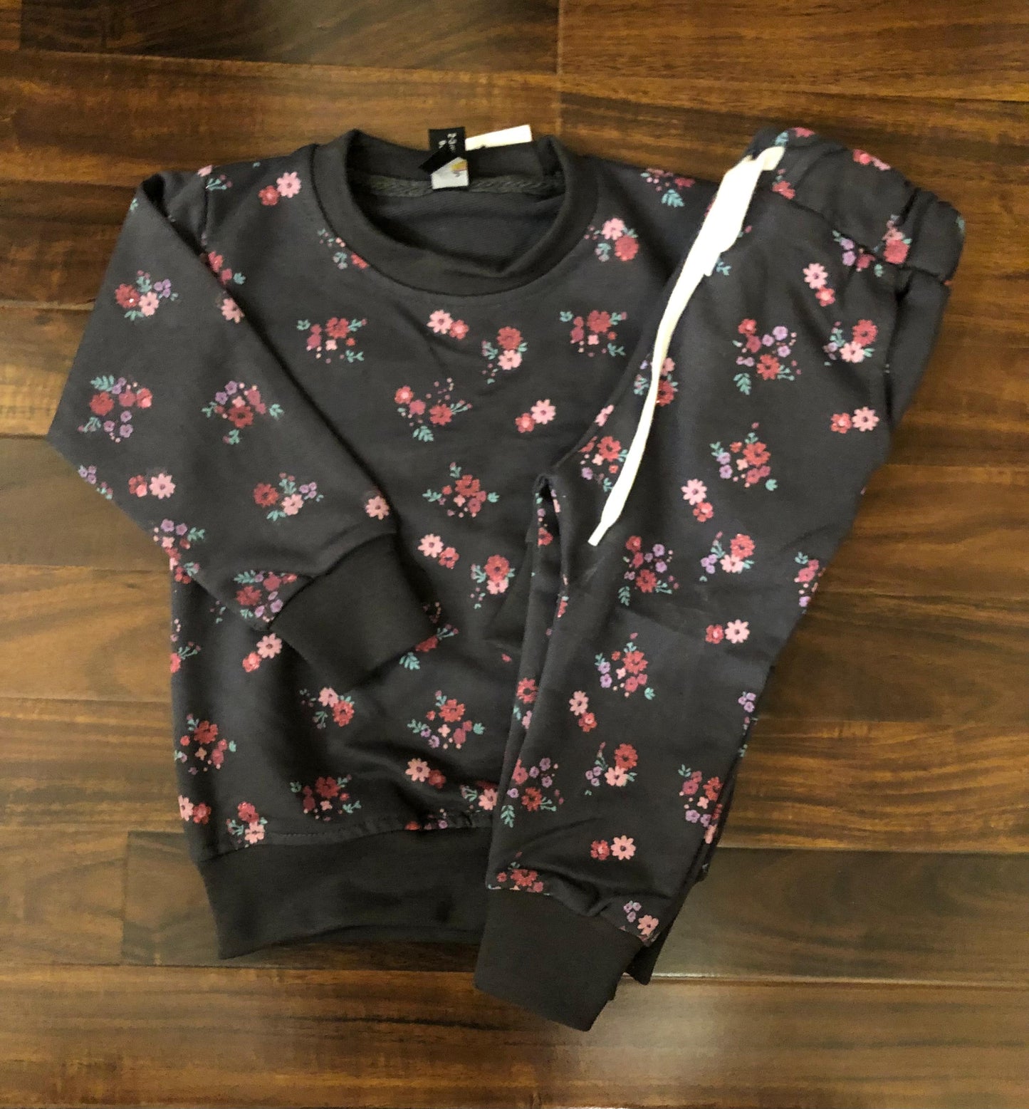 Dark grey flowers tracksuit for kids