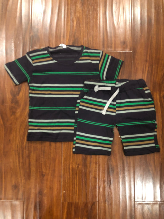 Multi stripes T-shirt and shorts set for kids