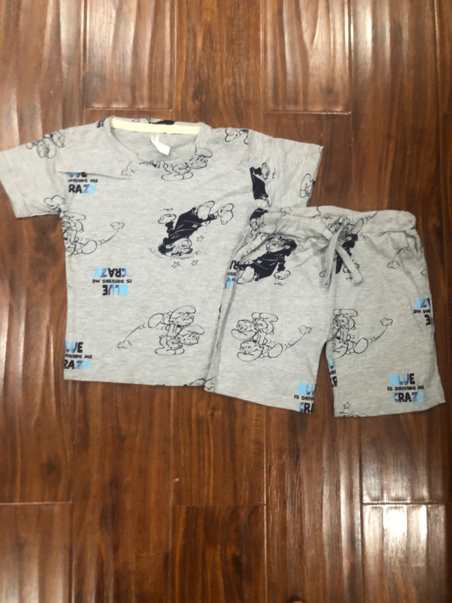 Grey crazy T-shirt and shorts set for kids