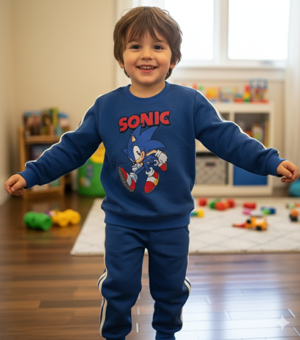 Sonic blue side stripes tracksuit