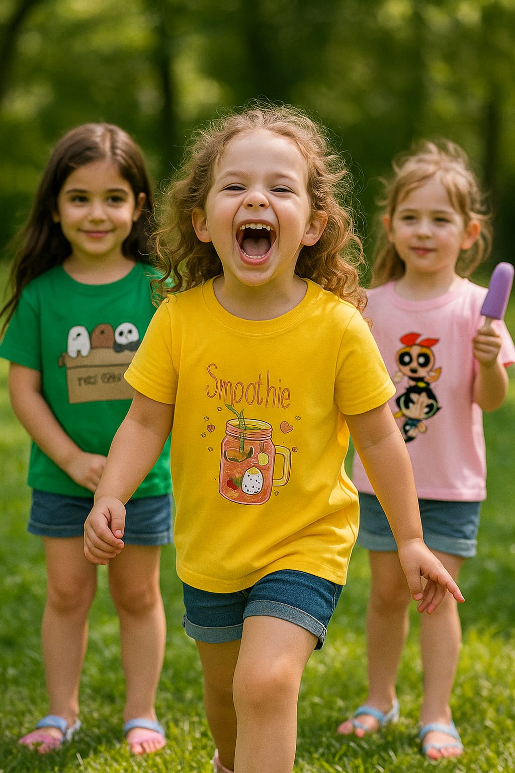 Pack of Three Tshirts ( Smoothie - Free Bears - Powerpuff Girls New)