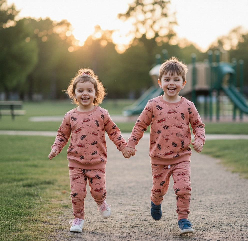 Pink go by car tracksuit for kids
