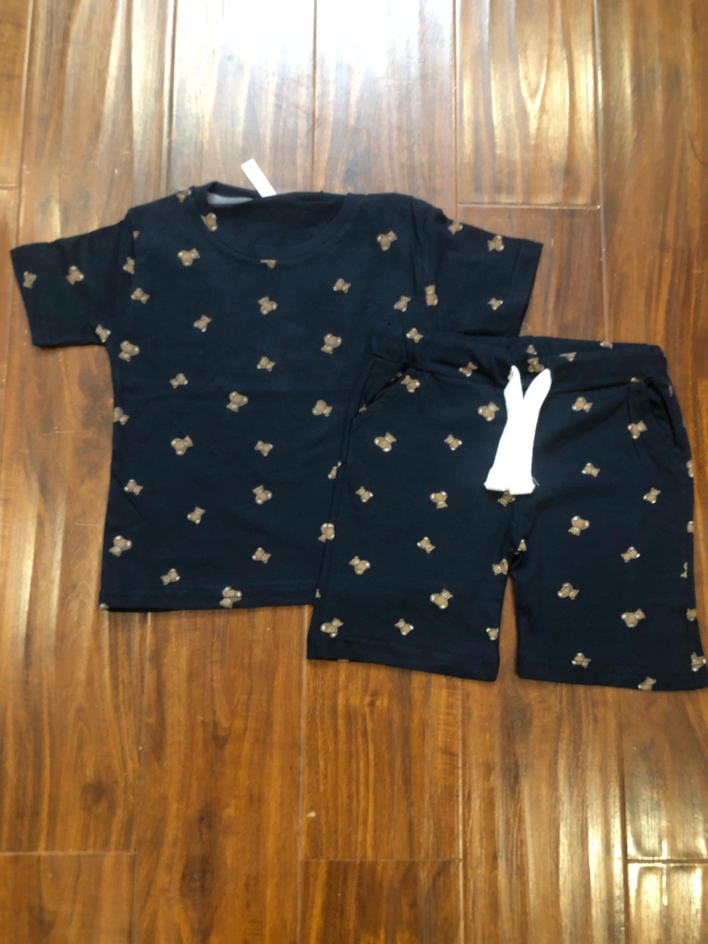 Black mini bears T-shirt and shorts set for kids