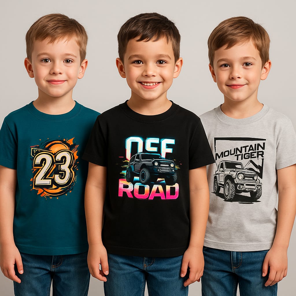 Pack of Three T-shirts for kids (23- off road - mountain)