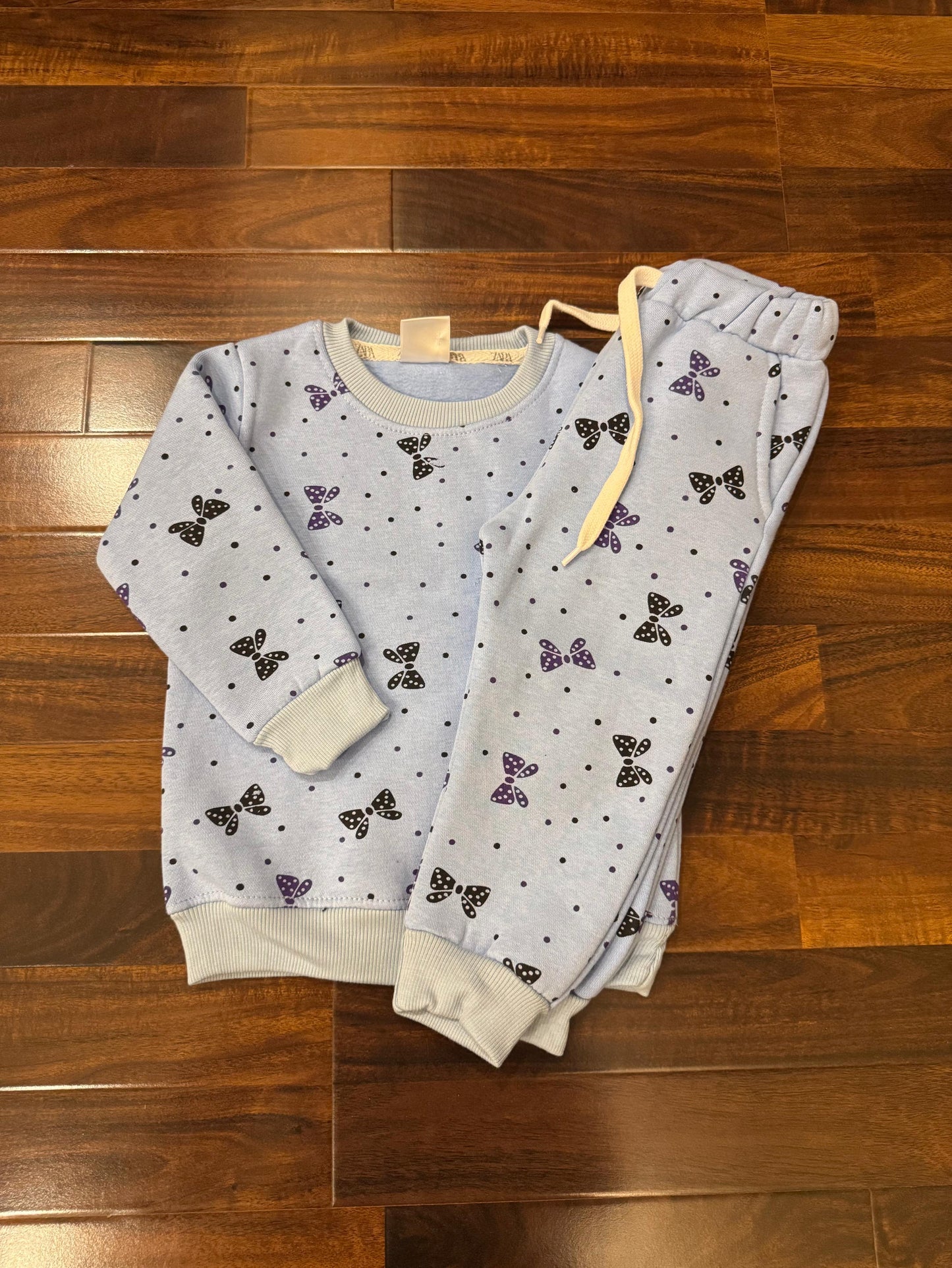 Sky blue bows tracksuit for kids