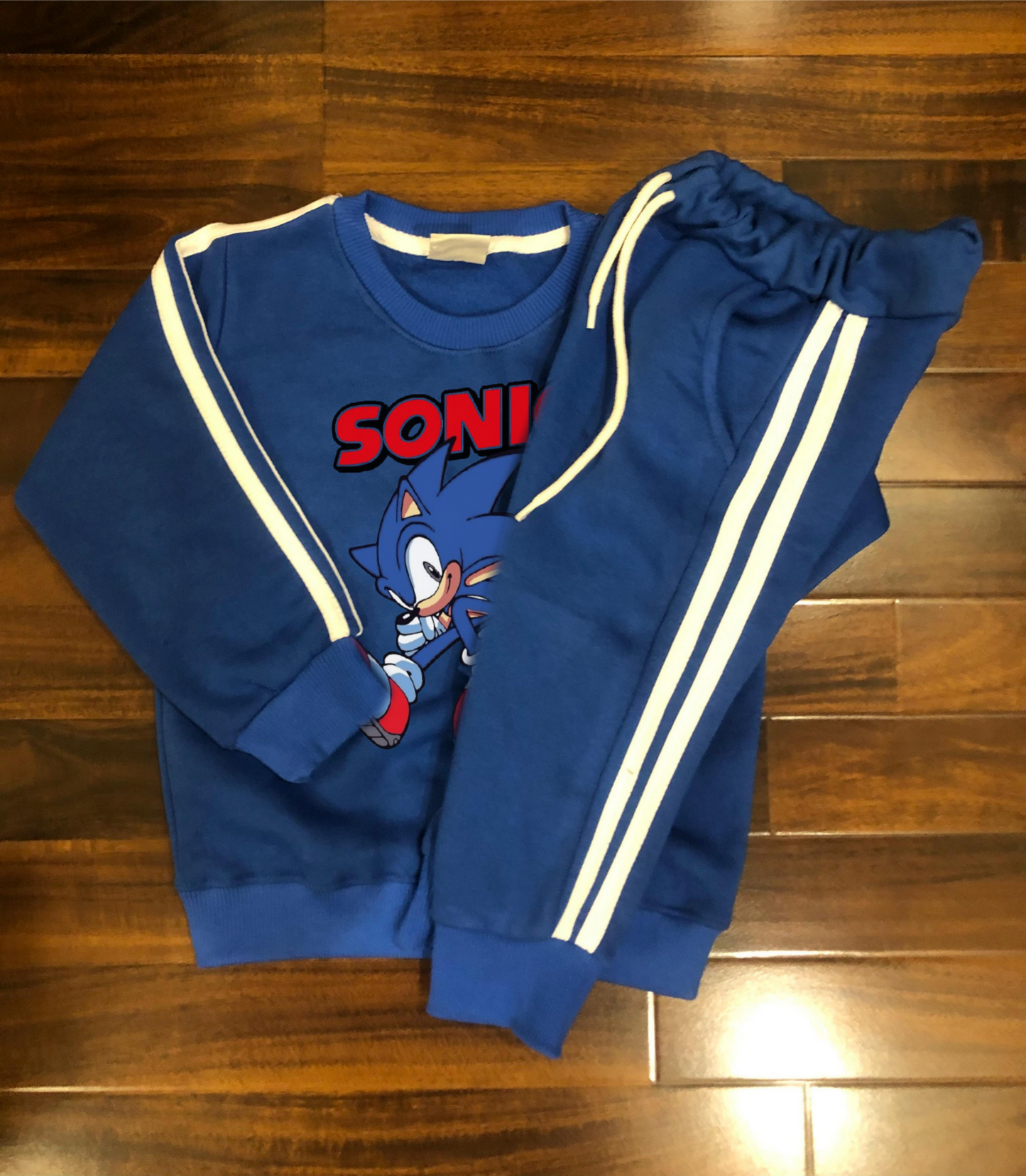 Sonic blue side stripes tracksuit