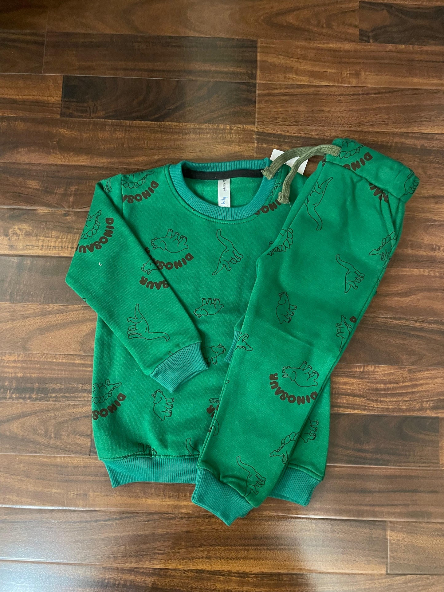 Green dino text tracksuit for kids