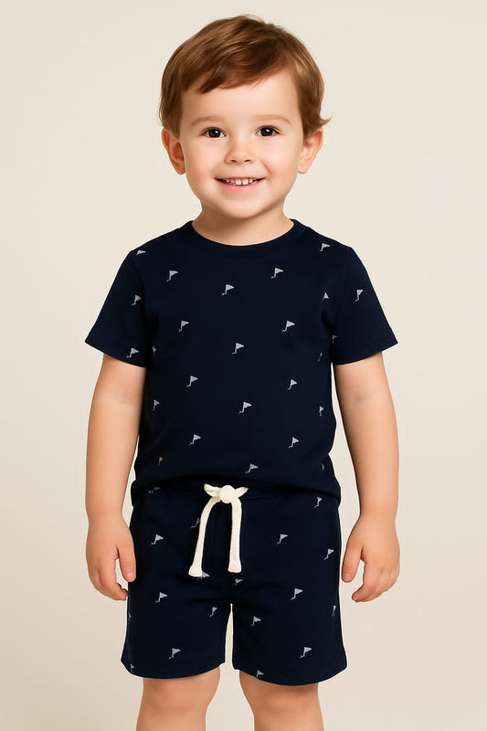 Black whales T-shirt and shorts set for kids