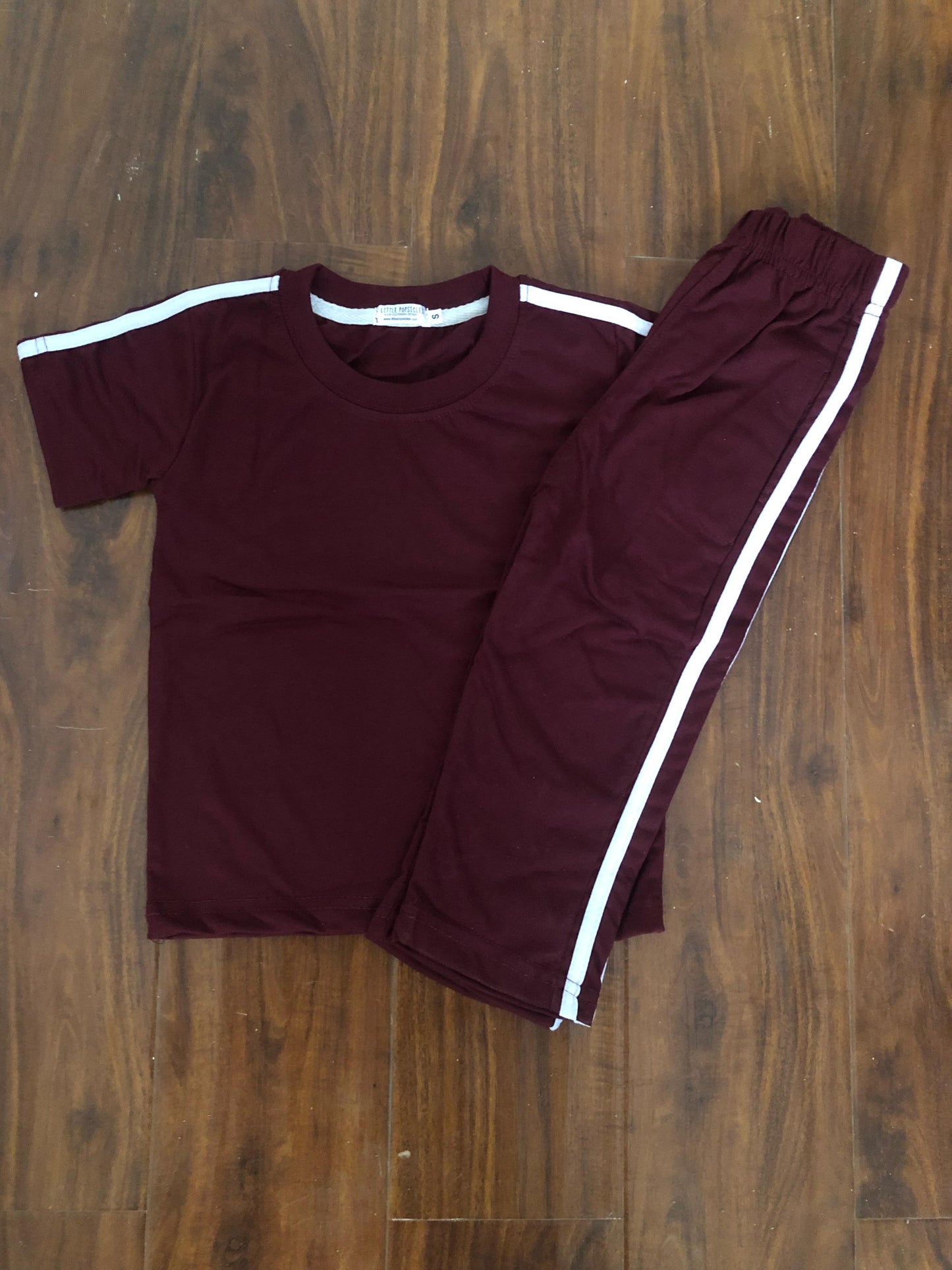 Maroon side stripes tracksuit