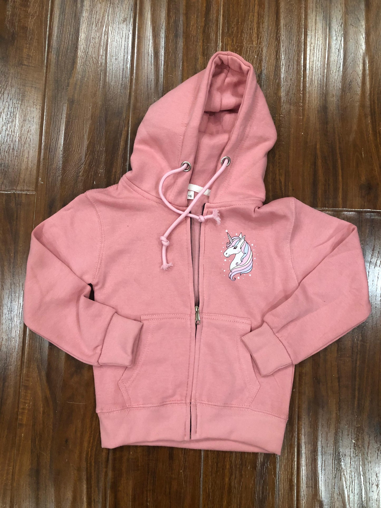 Pink unicorn zipper hoodie