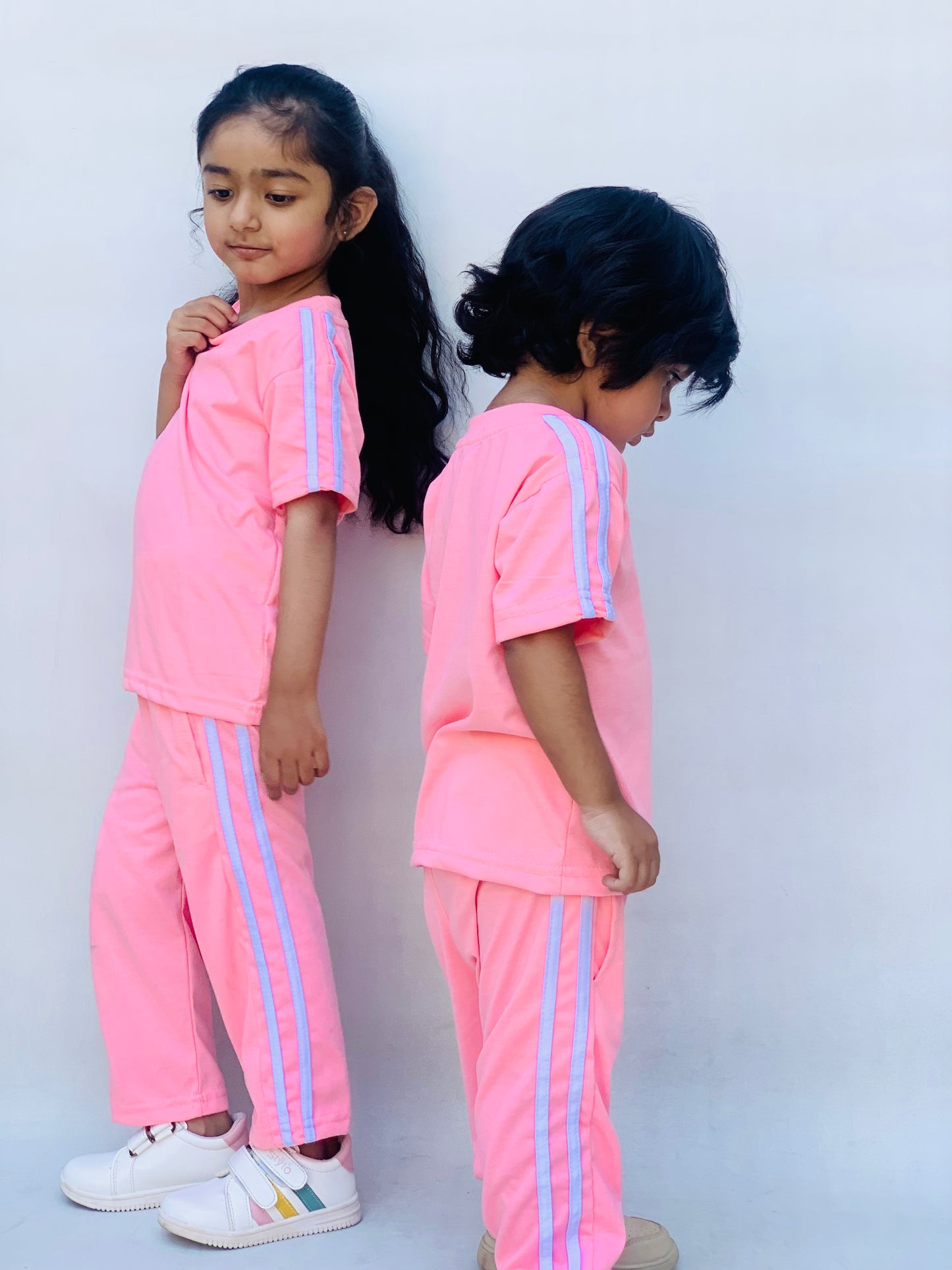 Pink adi logo side stripes tracksuit