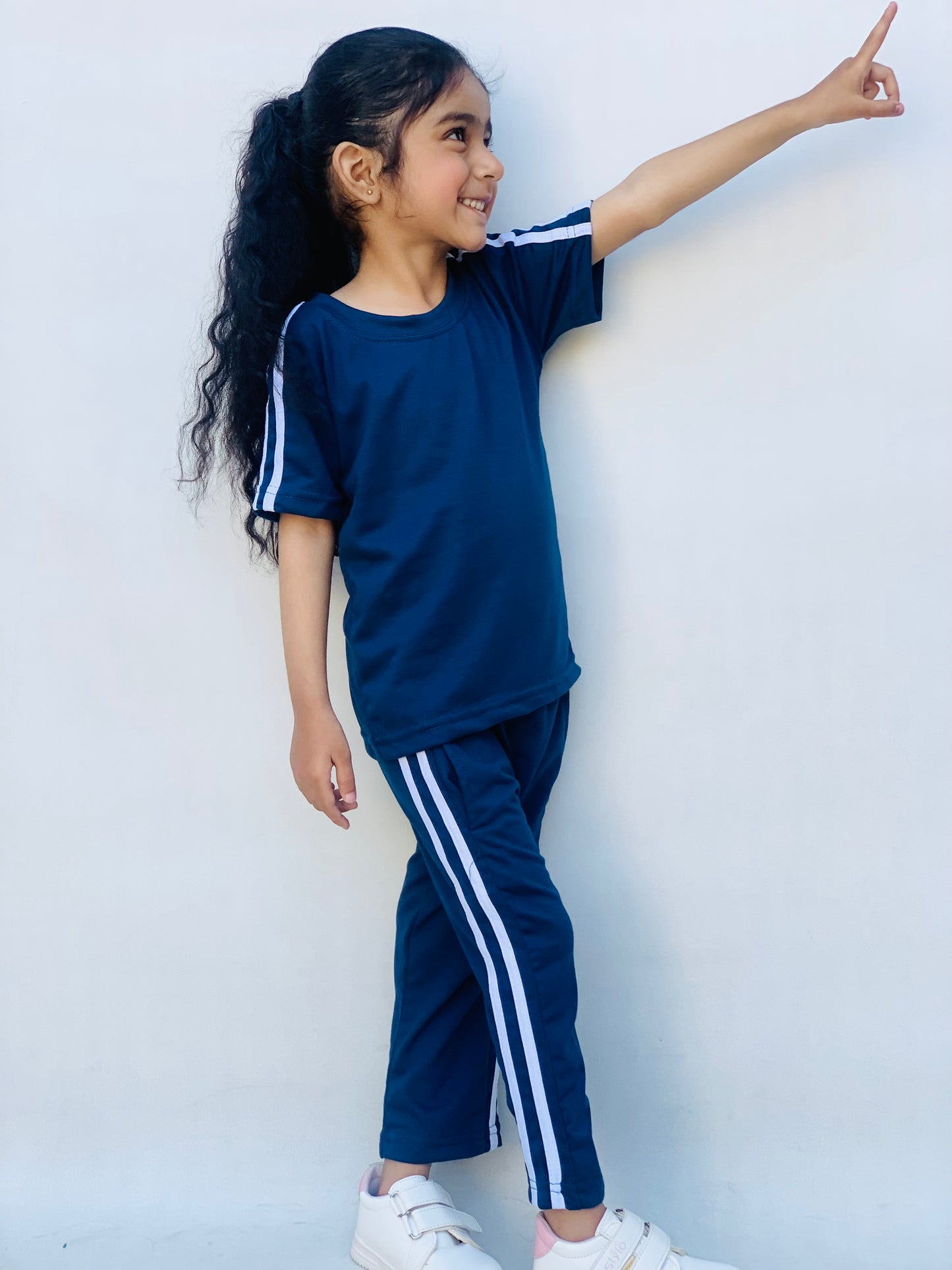 Petroleum blue side stripes tracksuit