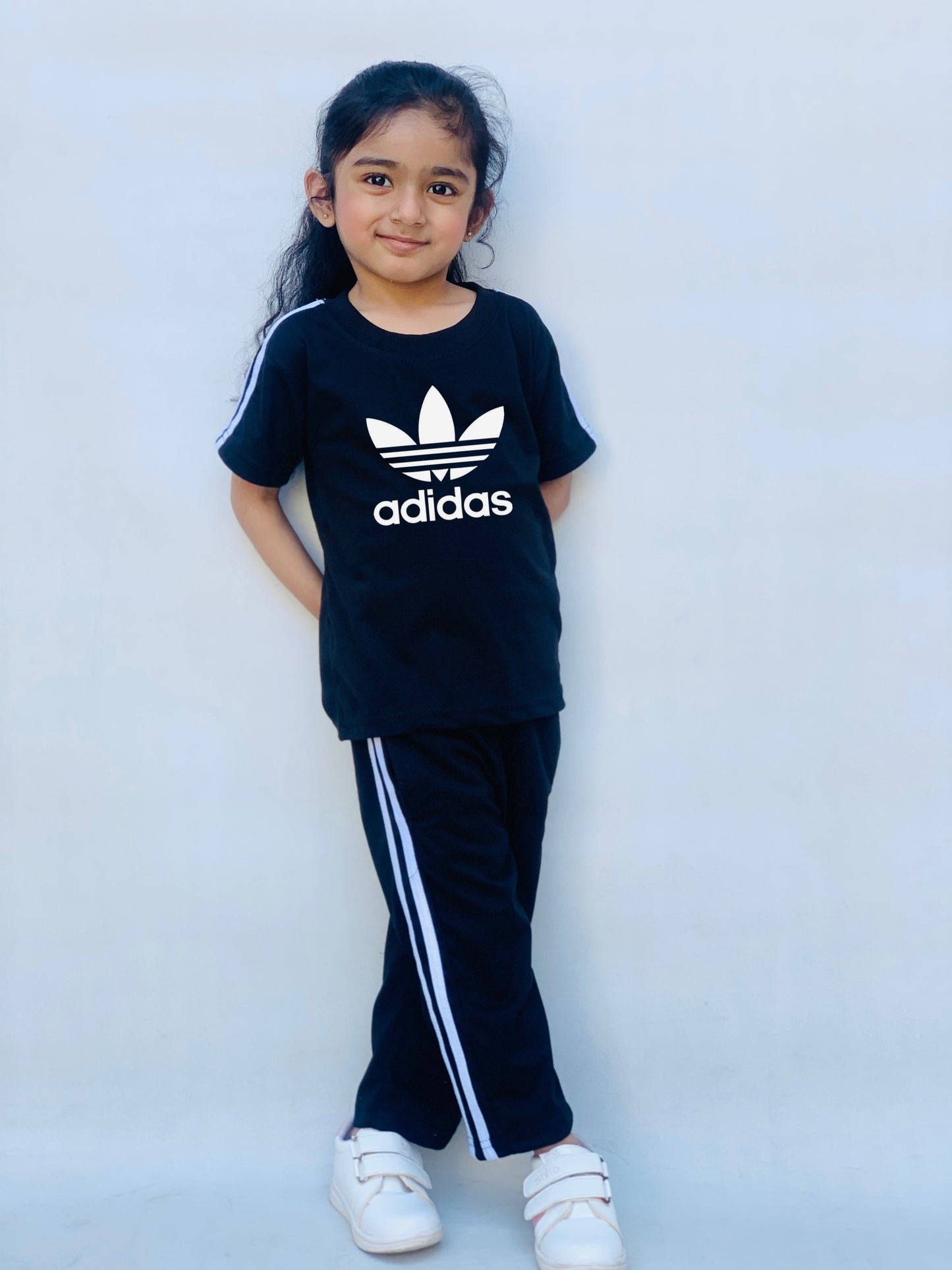 Black adi side stripes tracksuit