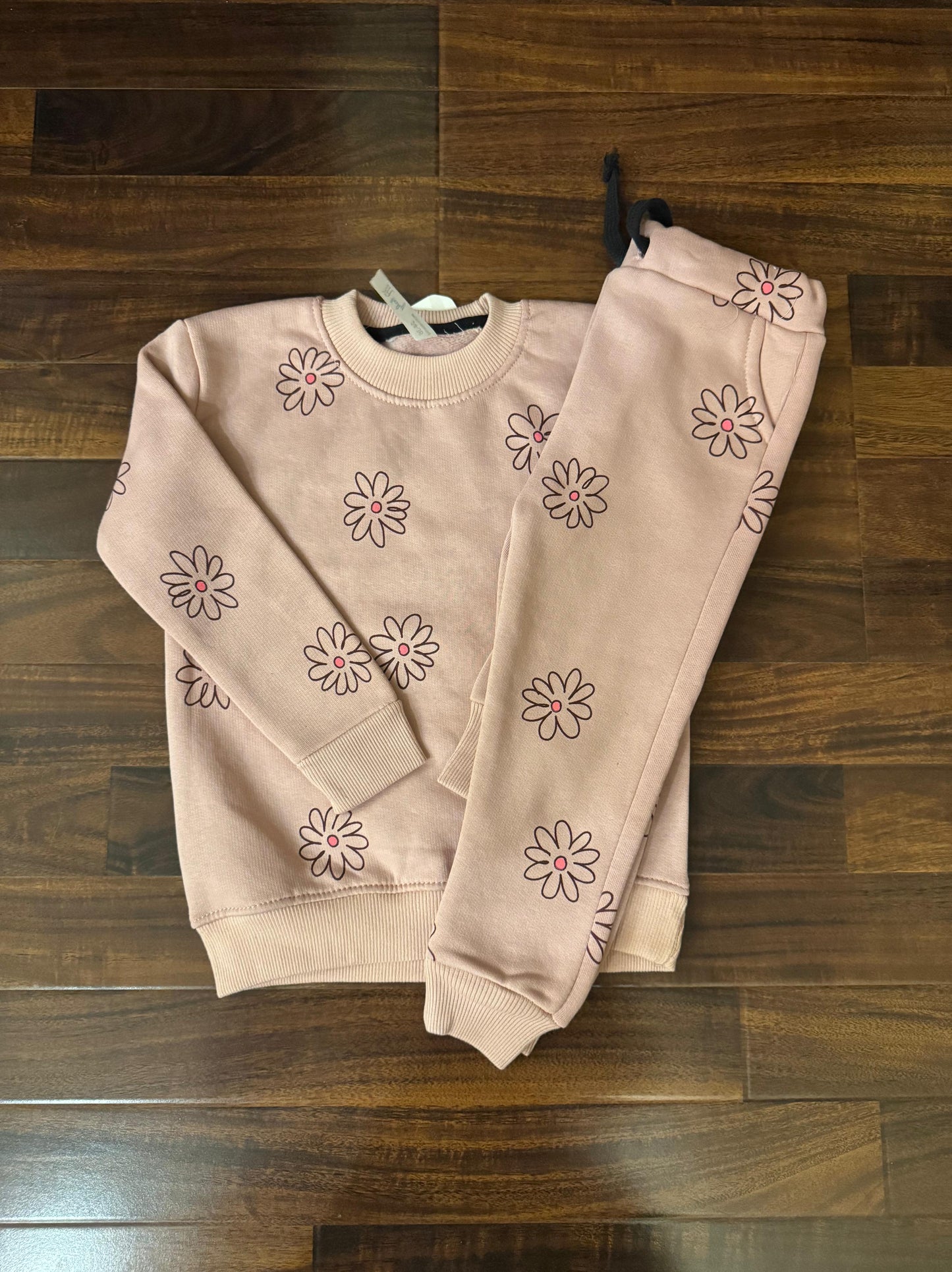 Tea pink flowers tracksuit for kids