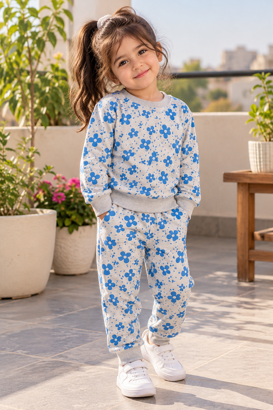 Grey Bluebell Petals Tracksuit