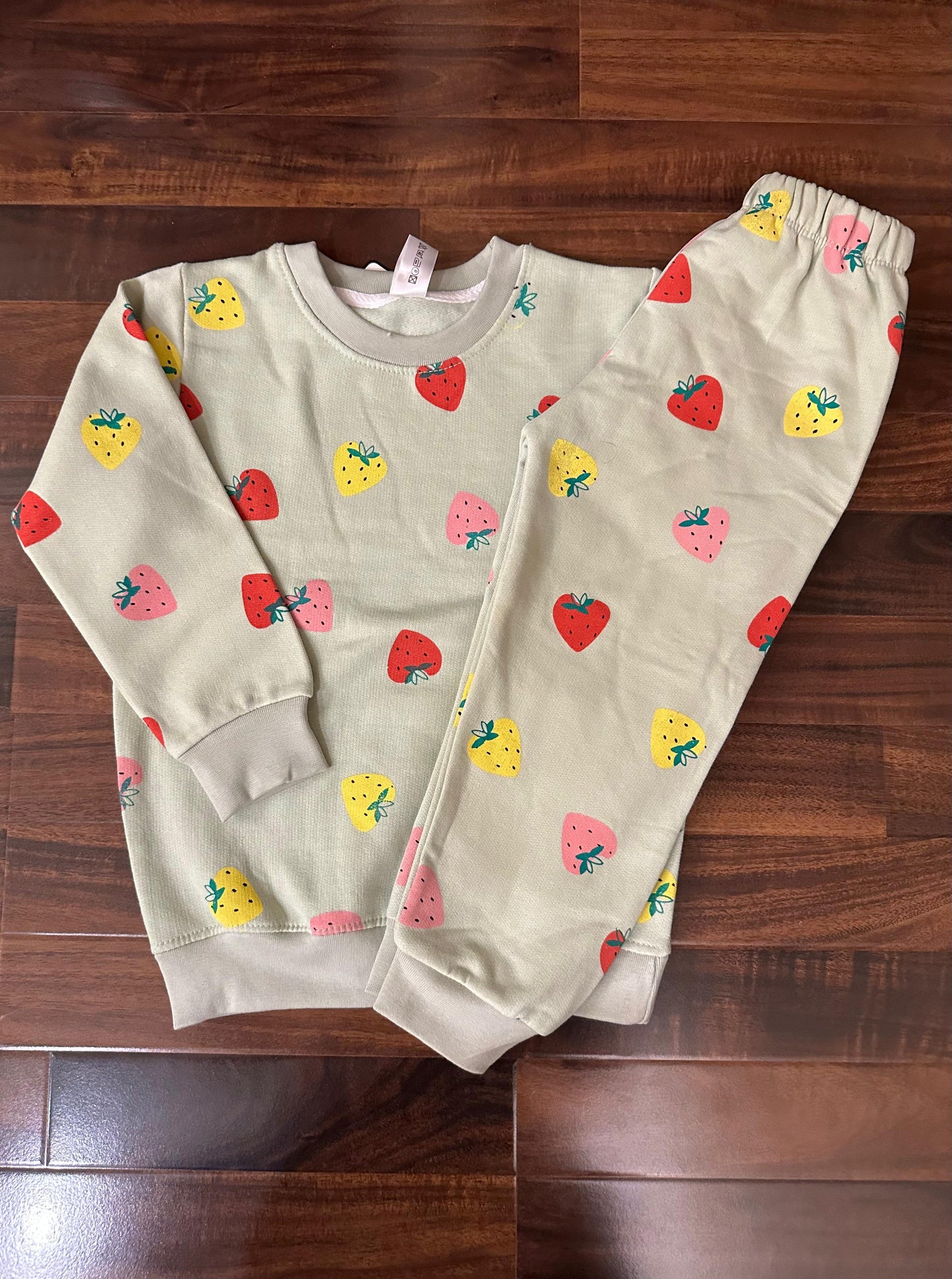 Green Multi strawberries tracksuit for kids