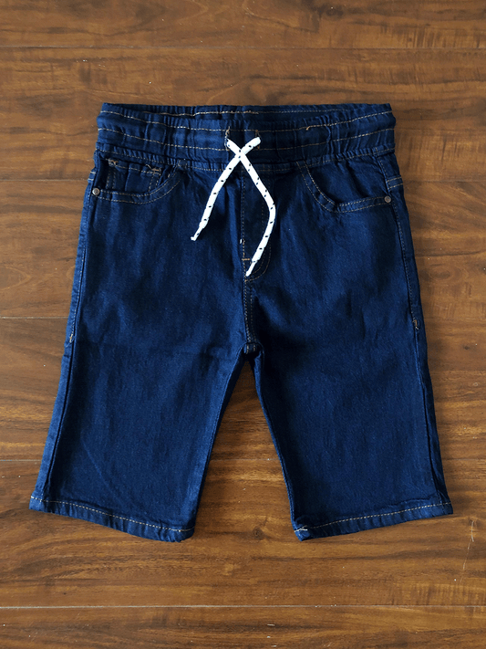 Dark Blue Denim Shorts - Knee Length