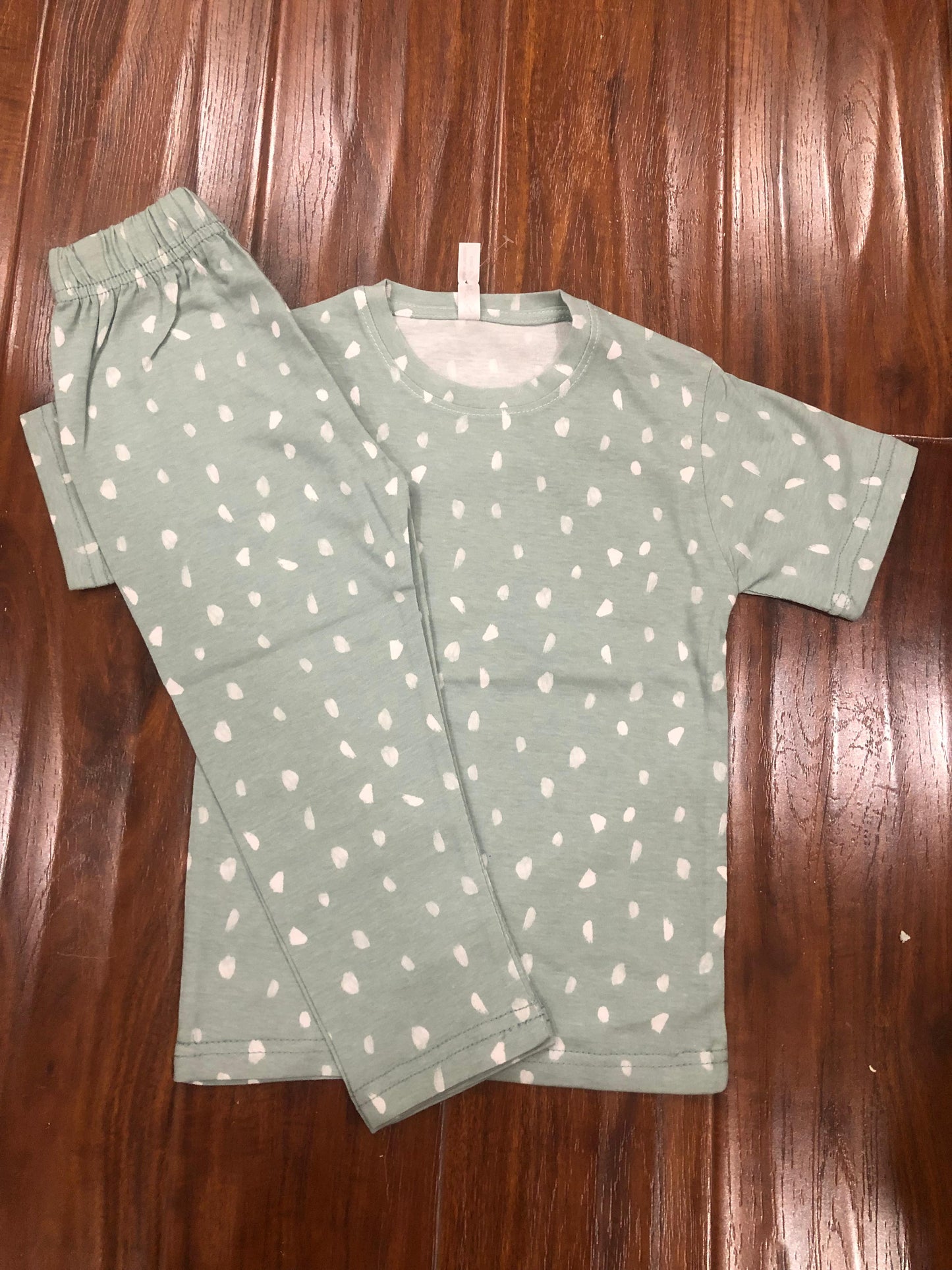 Light Green Dots Cotton Jersey Nightsuit