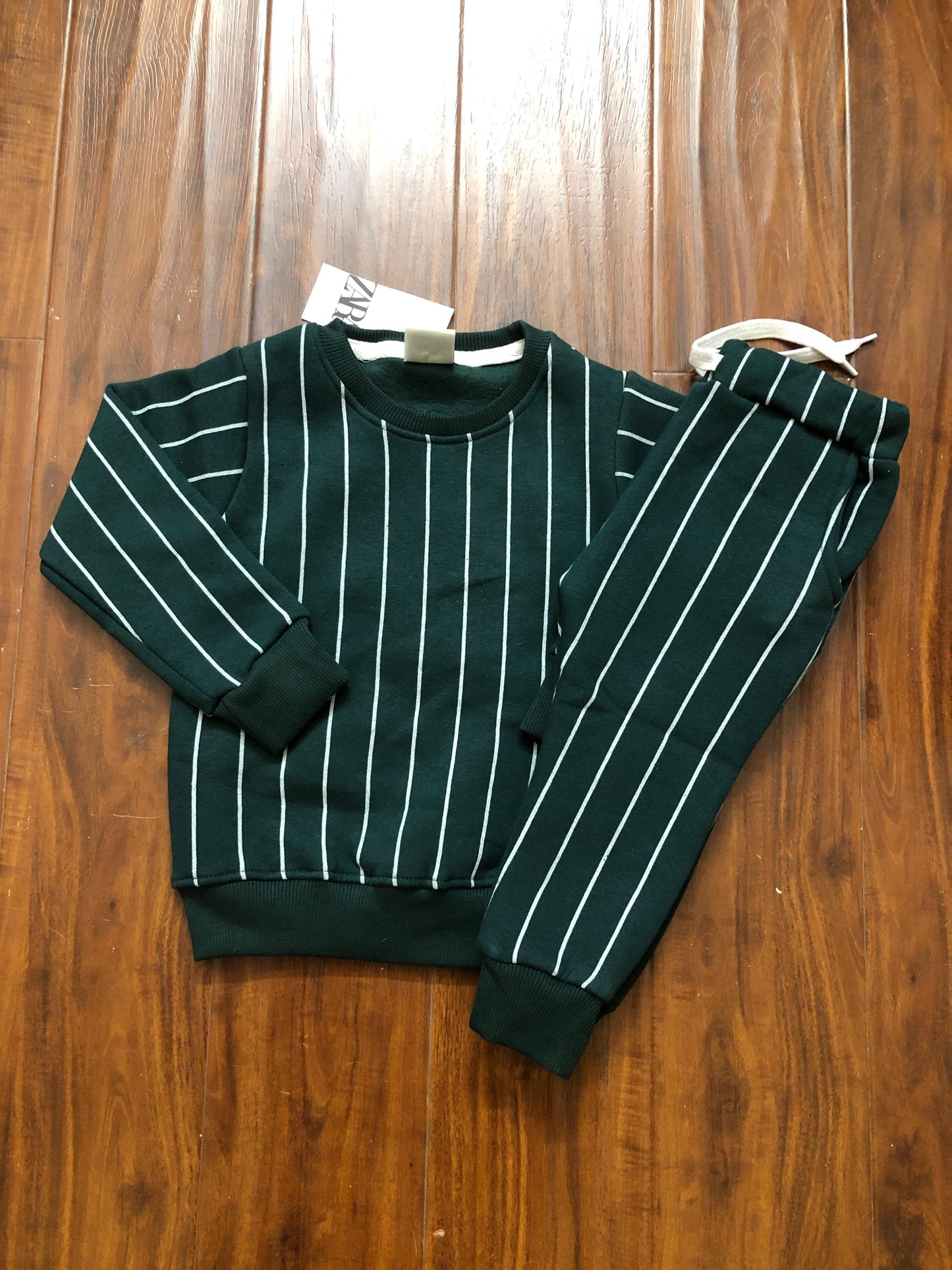 Bottle Green Vertical Stripe Tracksuit (Fleece)