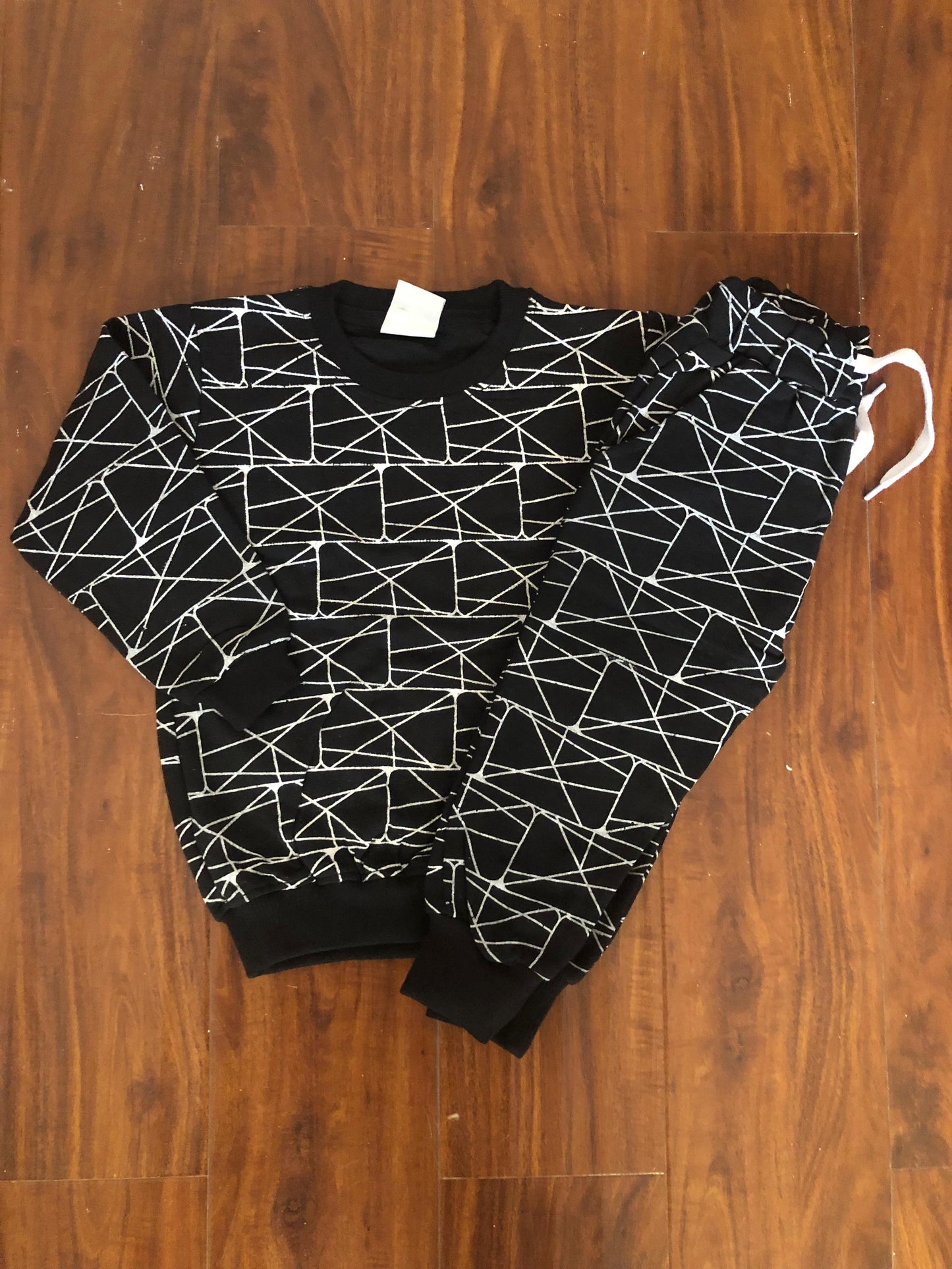 Black Geometric Lines Tracksuit