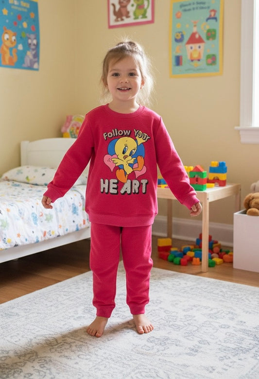Pink tweety follow your heart tracksuit for kids