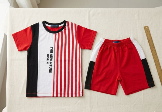 Adventure T-shirt and shorts set for kids - red