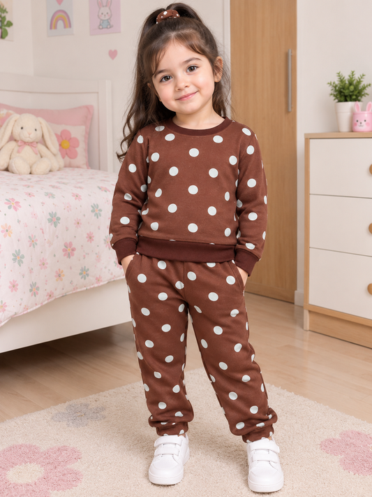 Brown Polka Dots Tracksuit