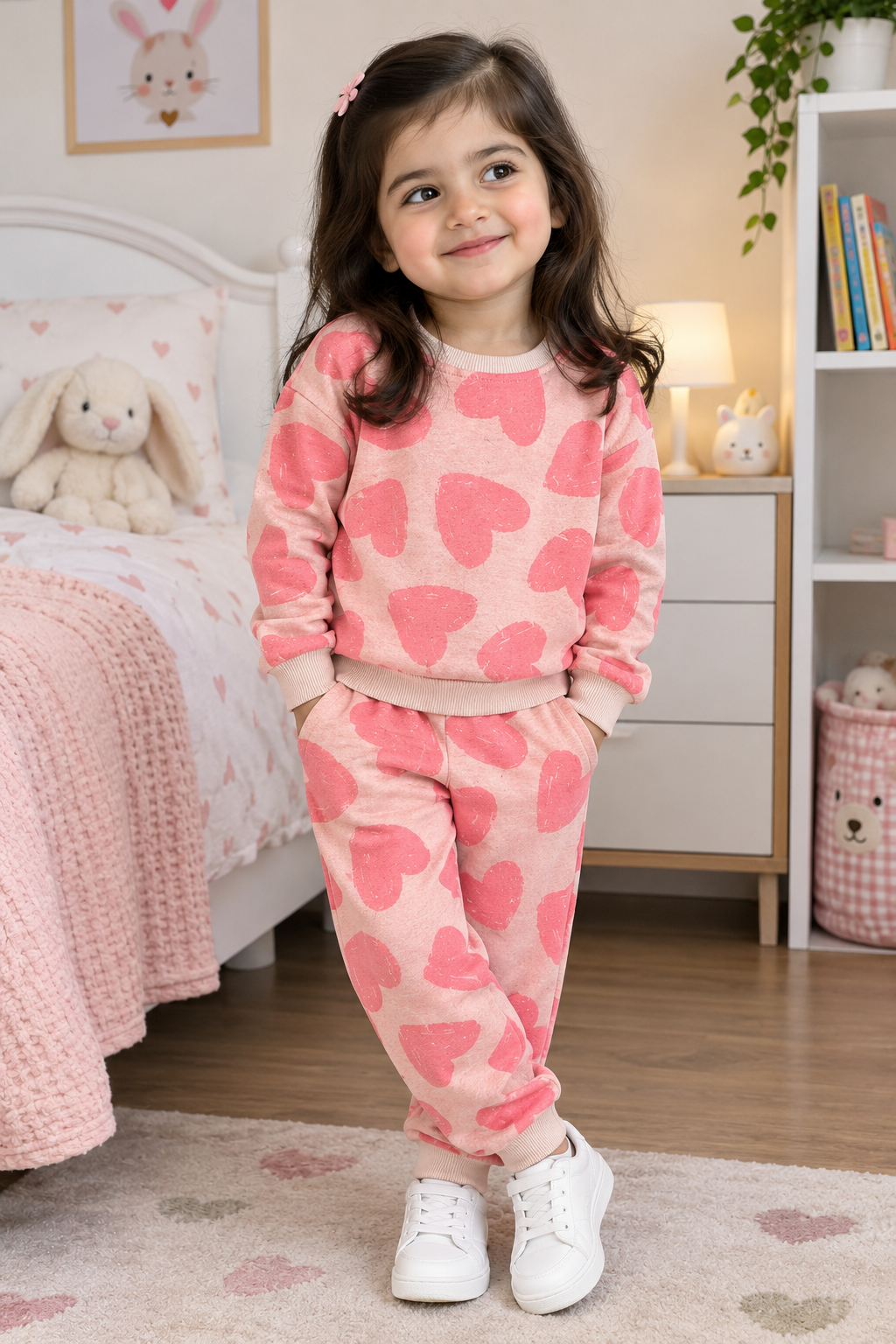 Hot pink hearts tracksuit for kids