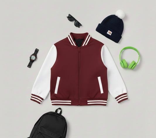 Maroon baseball jacket for kids