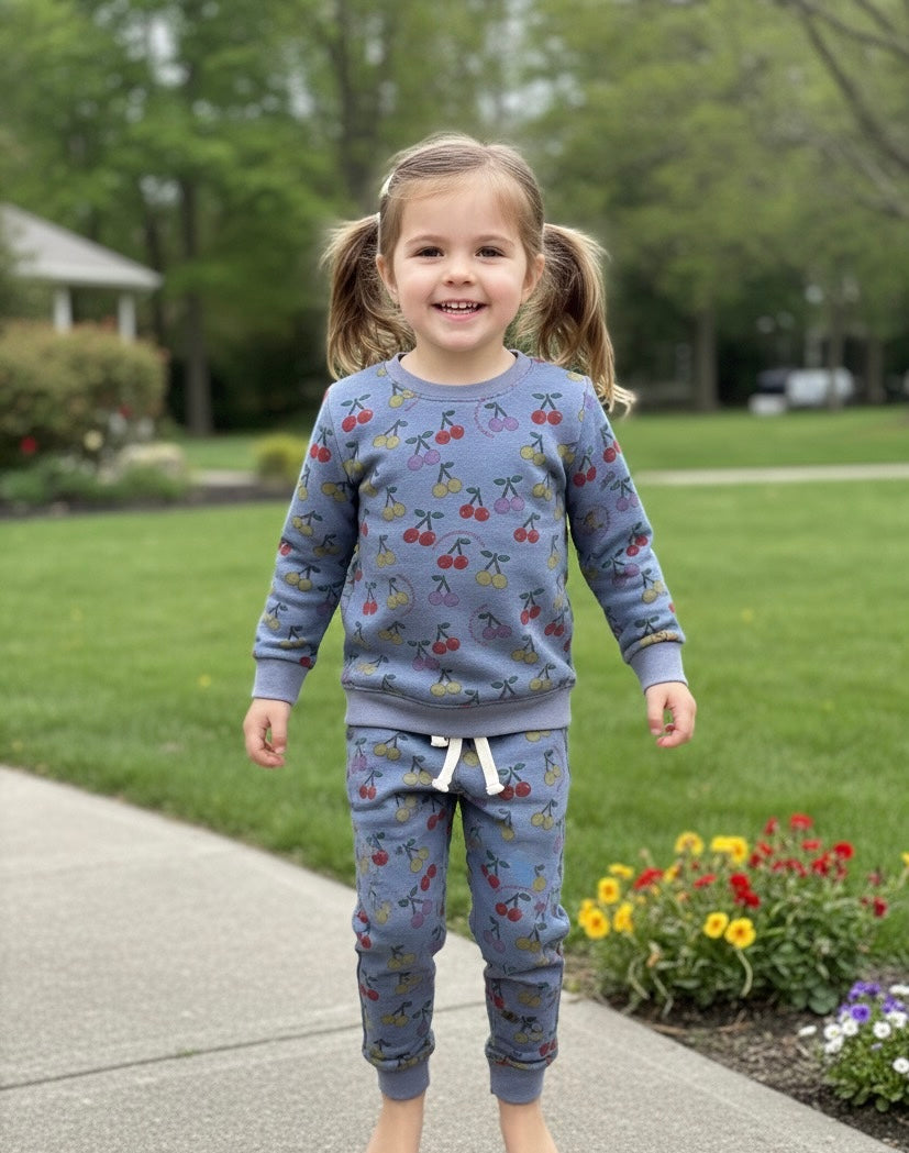 Greyish blue cherries Tracksuit for kids
