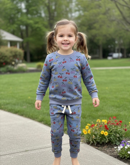 Greyish blue cherries Tracksuit for kids