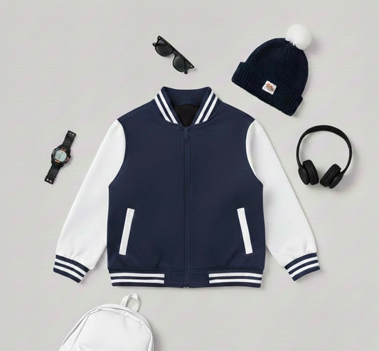 Navy blue baseball jacket for kids